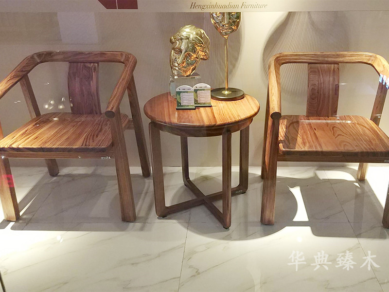 华典臻木·欧尚格家居新中式书房乌金木实木休闲沙发+茶几组合
