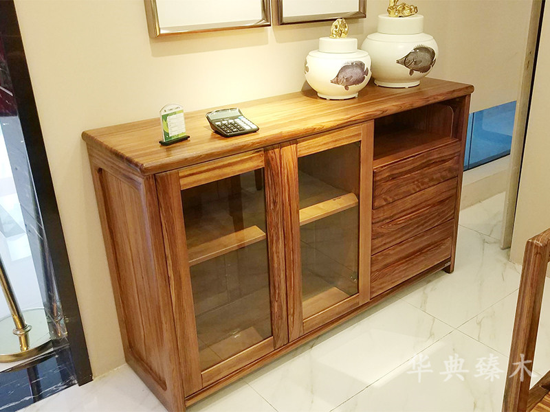 华典臻木·欧尚格家居新中式餐厅乌金木实木实用餐边柜