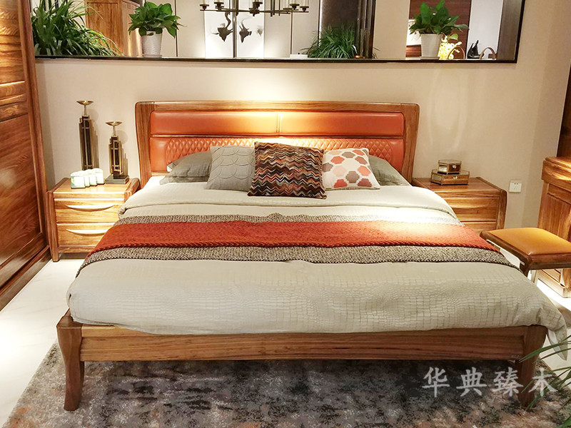 华典清风·欧尚格家居家具华典臻木·欧尚格家居新中式卧室乌金木实木双人床/床头柜