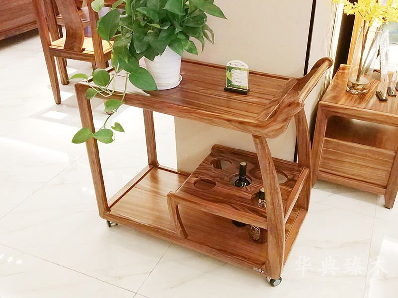 华典臻木·欧尚格家居新中式餐厅乌金木实木餐边柜/餐车
