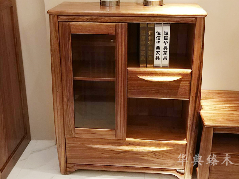 华典臻木·欧尚格家居新中式餐厅乌金木实木单门矮餐边柜