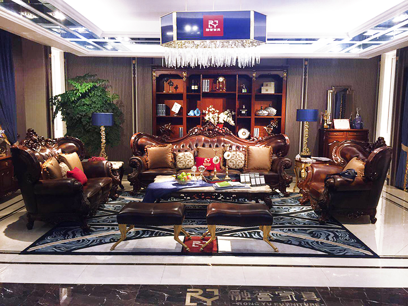 【简美印象·欧尚格家居】美式客厅实木桃花芯木双人位/三人位/单人位沙发组合/大理石面茶几