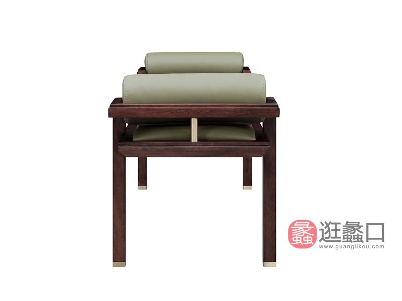漾木家具工厂直营店卧室床尾凳乌丝檀木+头层皮0660181绿床尾凳
