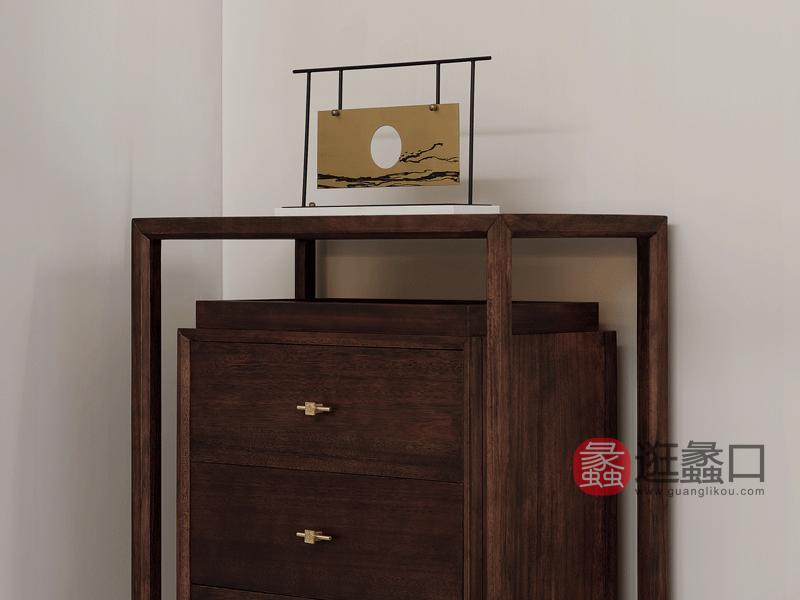漾木家具工厂直营店客厅斗柜/装饰柜/储物柜乌丝檀木0660183三斗柜