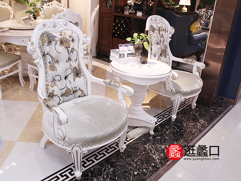 欧瑞莎家具欧式客厅实木布艺软靠休闲椅