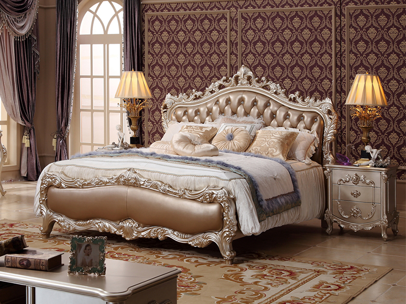 爱丽舍宫家具·爵典家居 美式卧室实木床H-802a床+P-802床头柜+G-809妆台镜 爱丽舍宫家具·爵典家居 美式卧室实木床H-802a床+P-802床头柜+G-809妆台镜