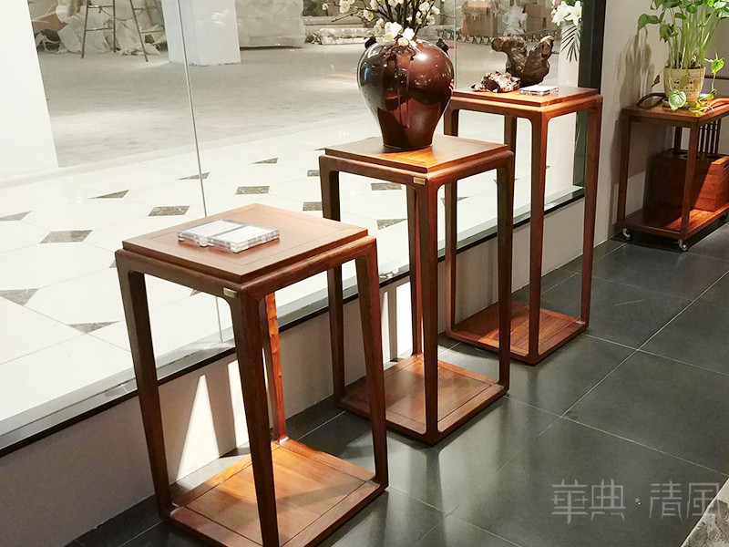 华典清风·欧尚格家居家具新中式客厅刺猬紫檀红木美观高中低花架组合