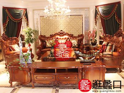 卓雅家居欧式高贵典雅会客室/客厅皮质舒适多人位沙发茶几组合