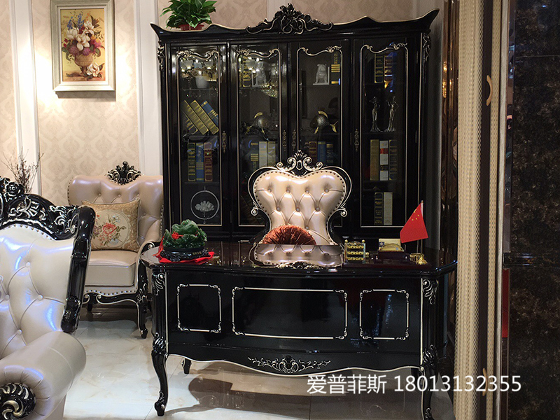 爱普菲斯家具欧式新古典书房实木书桌椅/书柜