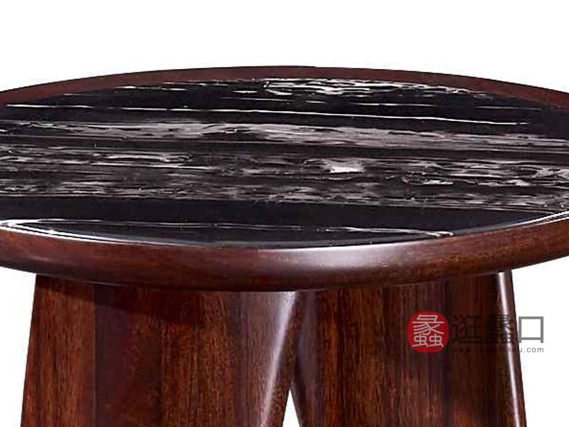 柏森-铂瑞轻奢客厅实木大理石茶几圆几BS61边几
