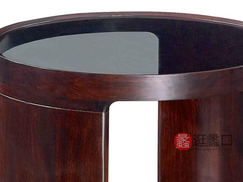 柏森-铂瑞轻奢客厅实木大理石茶几圆几BS62边几