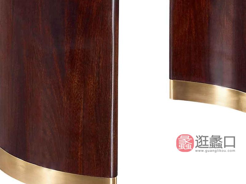 柏森-铂瑞轻奢客厅实木大理石茶几圆几BS62边几