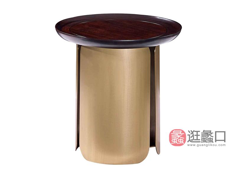 柏森-铂瑞轻奢客厅实木大理石茶几圆几BS64边几