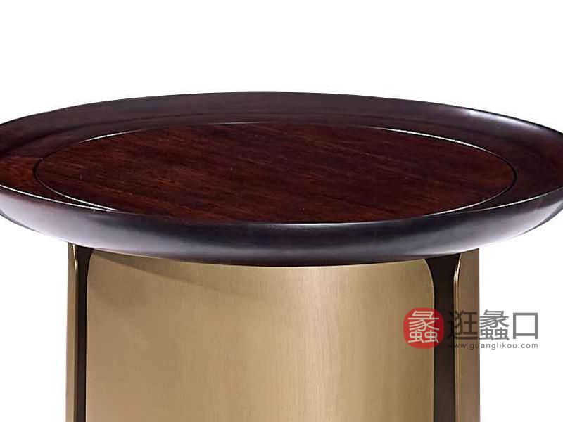 柏森-铂瑞轻奢客厅实木大理石茶几圆几BS64边几