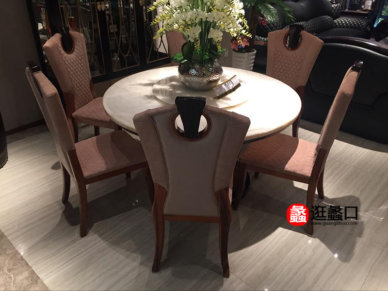 雅格斯丹家具简欧餐厅乌金木实木餐桌椅