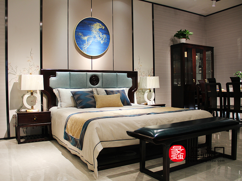 瑭融新中式家具卧室实木南洋胡桃木双人床 瑭融新中式家具卧室实木南洋胡桃木双人床