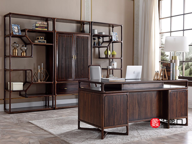 典木轩家具新中式书房胡桃木实木书桌椅/书柜 典木轩家具新中式书房胡桃木实木书桌椅/书柜