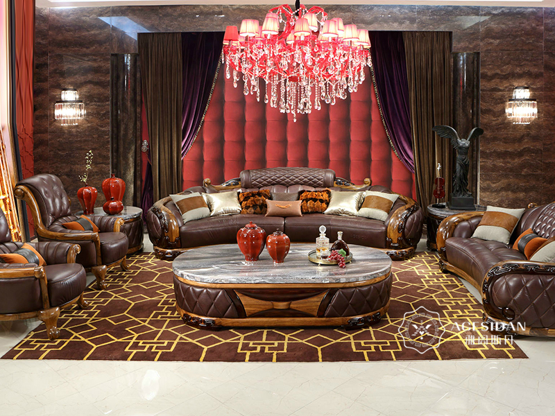 【雅阁斯丹秦·欧尚格家居】欧式客厅乌金木实木双人位/多人位/单人位鼎盛世家沙发/茶几