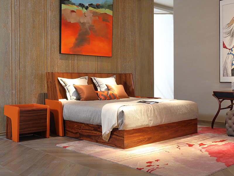 慕萨凡曦·爵典家居新中式卧室红酸枝实木双人床FS-108/床头柜​