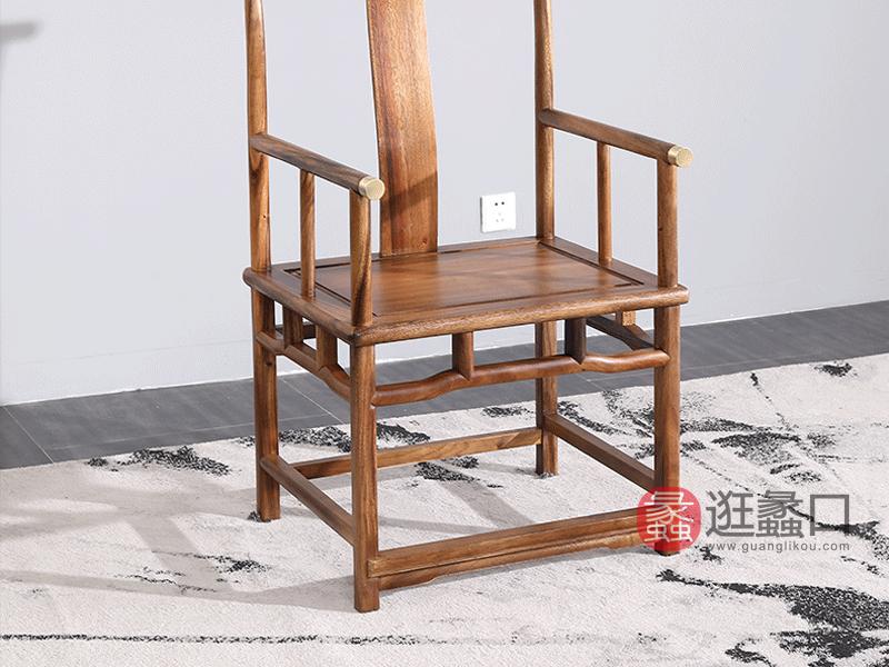 东方韵家具新中式书房茶台茶桌椅实木禅意大板胡桃木简约茶桌椅主椅B款