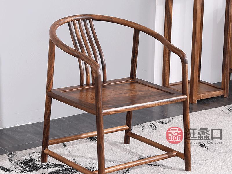 东方韵家具新中式书房茶台茶桌椅实木禅意大板胡桃木简约茶桌椅主椅C款
