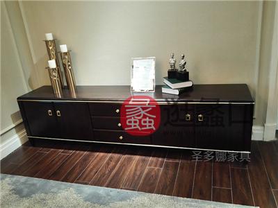健辉家居·圣多娜轻奢家具美式客厅桃花芯木实木电视柜SDN034