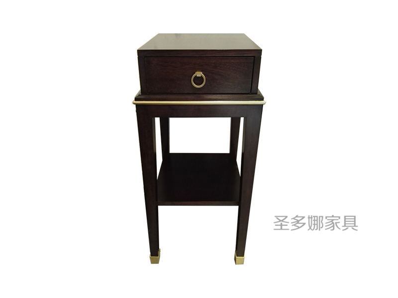 圣多娜·轻奢家具美式客厅深色桃花芯木实木中花架