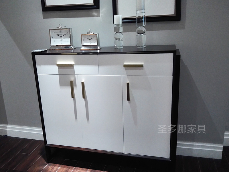 圣多娜·轻奢家具美式客厅深色桃花芯木实木鞋柜