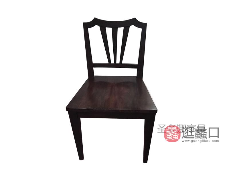 健辉家居·圣多娜轻奢家具美式客厅深色桃花芯木实木餐椅SDN056