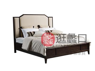 健辉家居·圣多娜轻奢家具美式卧室桃花心木实木双人大床SDN004