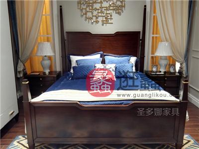 健辉家居·圣多娜轻奢家具桃花芯木美式卧室床SDN002