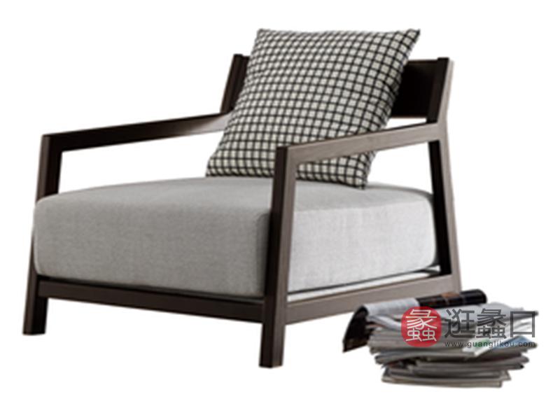 羽尚家具意式现代极简实木布艺软垫客房客厅休闲椅YS-309