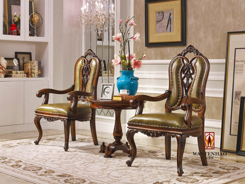 名人居（万芬好）·润达名家居简欧书房桃花心木休闲桌椅 休闲几