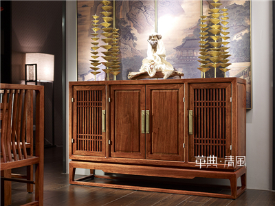 华典清风·欧尚格家居家具新中式餐厅红木刺猬紫檀001餐边柜