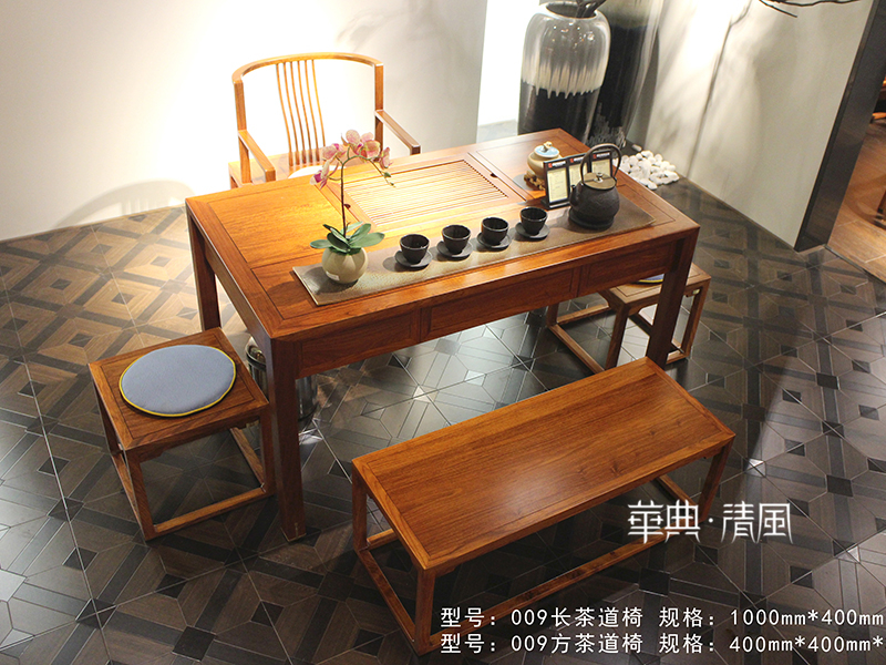 华典清风·欧尚格家居家具新中式餐厅实木刺猬紫檀010餐台椅/长茶道椅