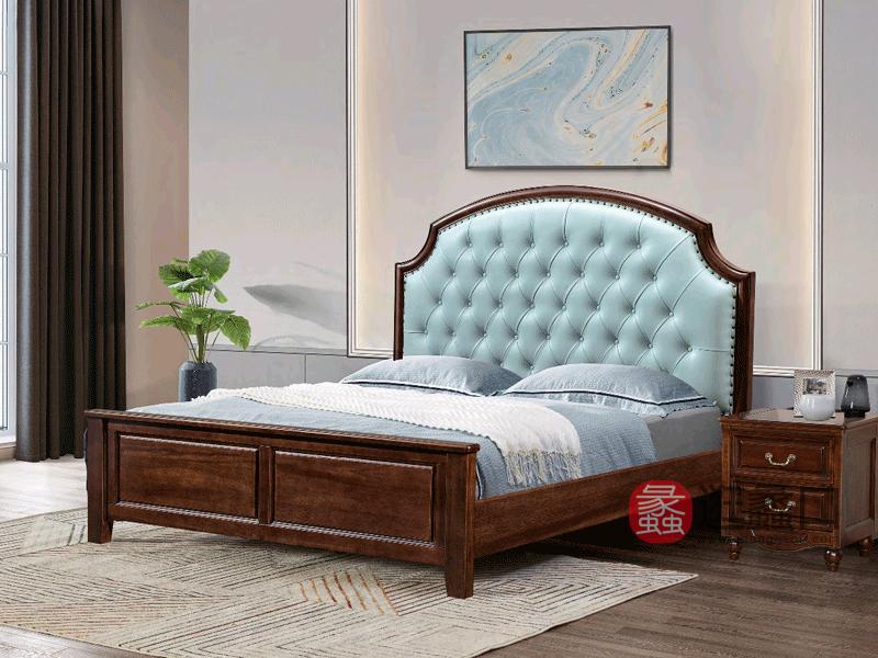 奥斯汀家具美式套房实木家具大床真皮床2902-1#床
