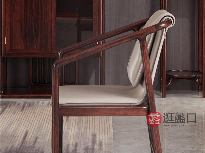 上臻家具新中式书房书桌椅新中式乌金木全实木【书椅580*590*830mm】E62​