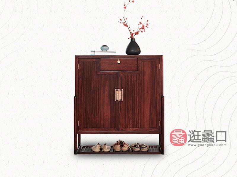 上臻家具新中式客厅鞋柜新中式乌金木全实木【鞋柜1000*420*1100mm】L01