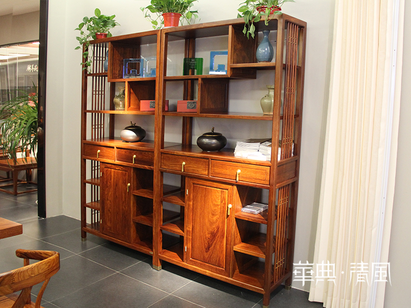 华典清风·欧尚格家居家具新中式客厅实木刺猬紫檀置物架/隔断柜/博古架