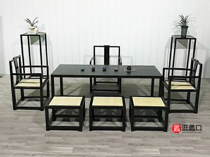 裕沁庭茶.禅.空间.定制家具新中式禅意茶桌俄罗斯进口榆木茶桌/茶椅