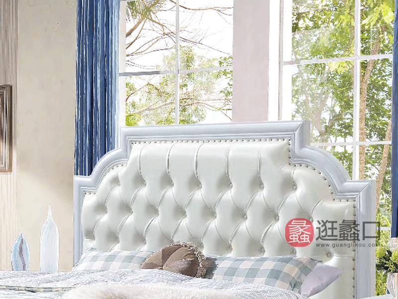 奥斯汀家具美式套房纯实木家具真皮床2905-2#床
