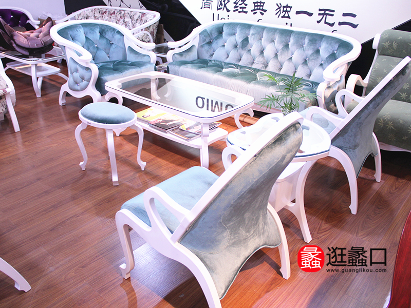 奇木家具简约时尚布艺酒店浅色洽谈沙发组合