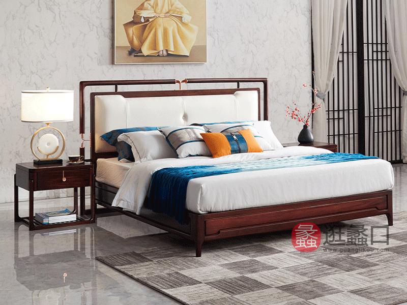 上臻家具新中式卧室床头柜新中式乌金木全实木【床头柜单个570*450*510mm】-A64