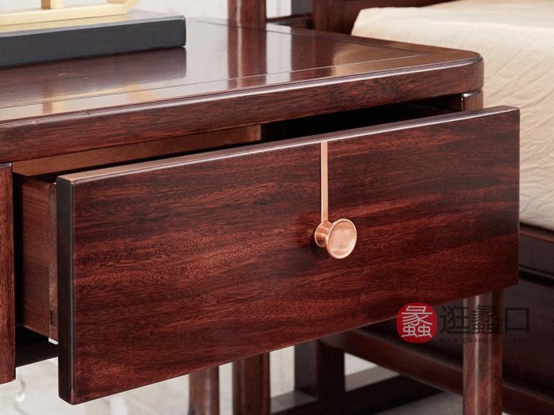 上臻家具新中式卧室床头柜新中式乌金木全实木【床头柜单个570*450*510mm】-A64