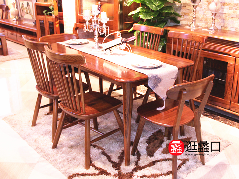 富居家具中式古典餐厅实木餐桌椅/餐椅