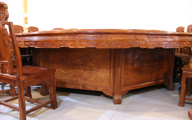 振鑫红木家具中式古典非洲花梨大圆台+20个餐椅