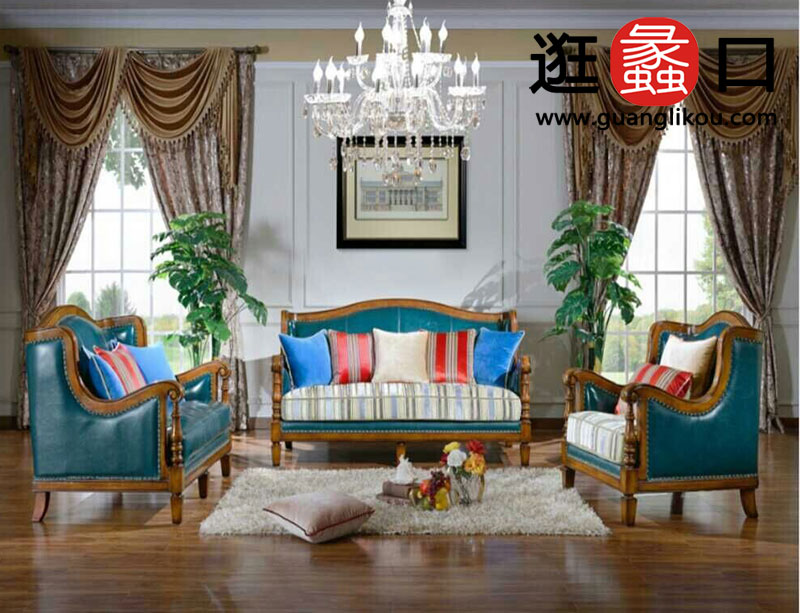 雅苏格兰 美式风格 客厅家具 桃花芯木 纯实木沙发组合1+2+3 雅苏格兰 美式风格 客厅家具 桃花芯木 纯实木沙发组合1+2+3