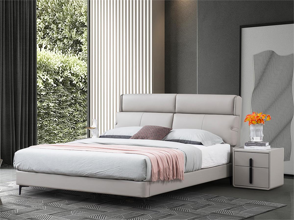 帷诺家具 现代简约风格头层牛皮卧室床2560015