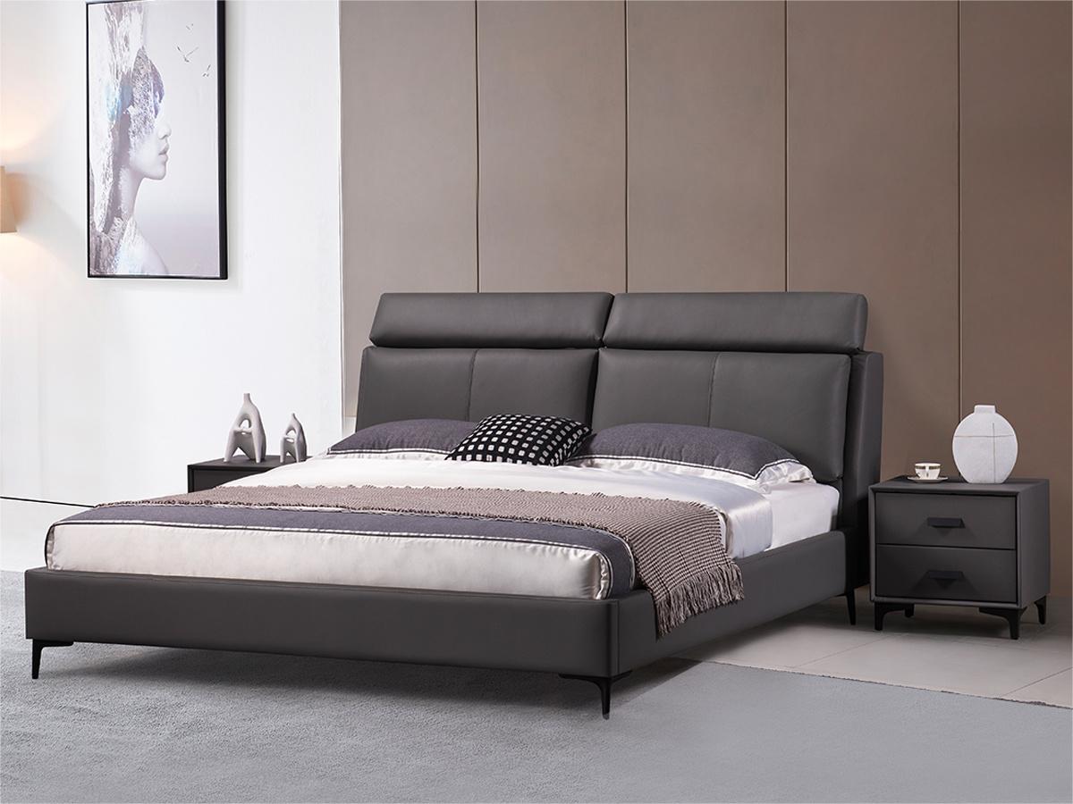 帷诺家具 现代简约风格头层牛皮卧室床2560032