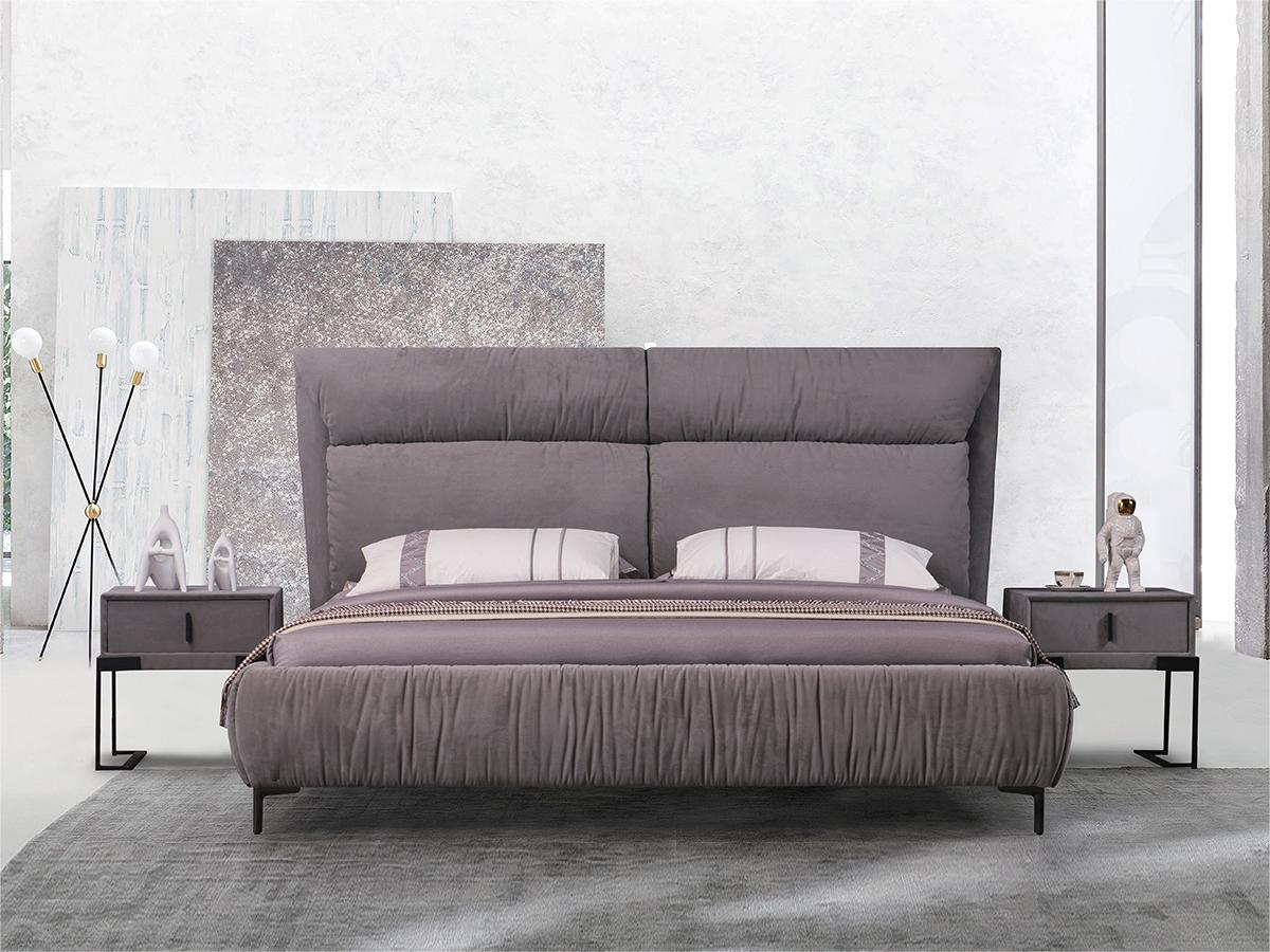 帷诺家具 现代简约风格磨砂绒卧室床2560050